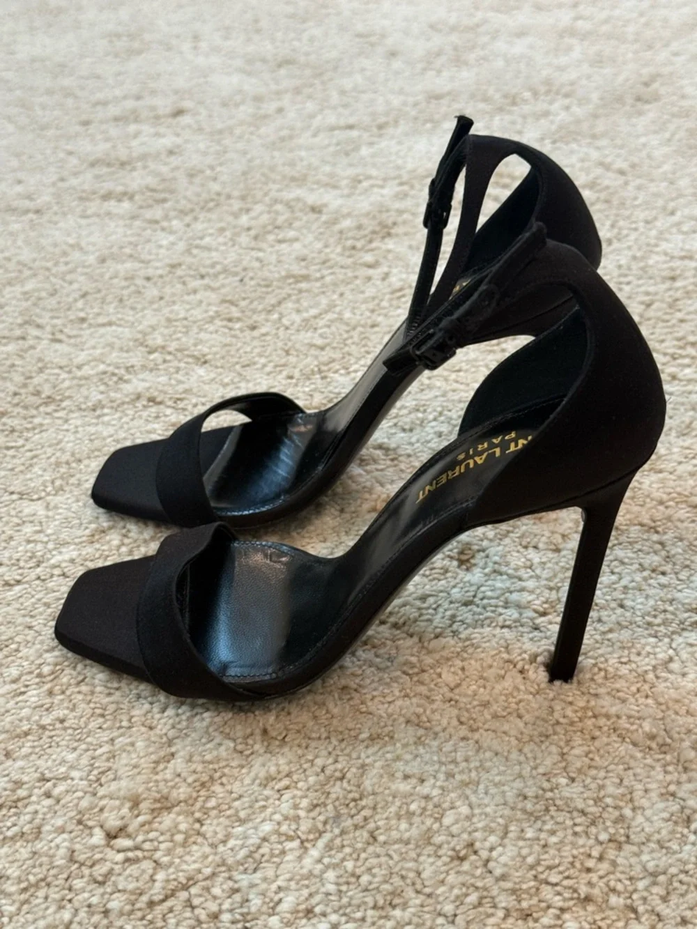 Saint Laurent Amber 105 Satin Heels. - Picture 15 of 15